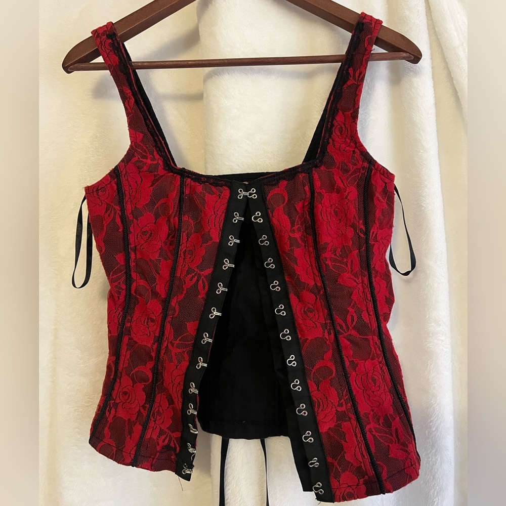 Royal Bones Red and Black Corset
